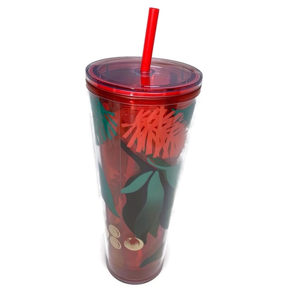 NWT Starbucks Christmas Holiday 2019 Red Pine Cone Holly Venti Cold Cup Tumbler - Picture 4 of 6